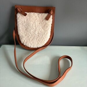 Madewell Brown and Cream Shearling Crossbody Bag